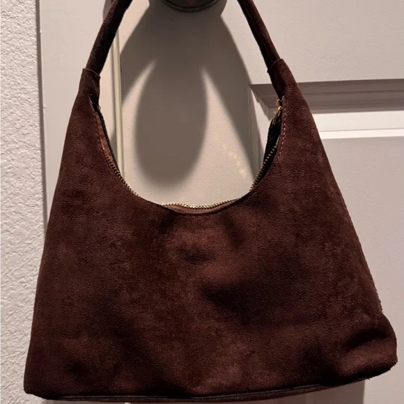 Source Unknown Dark Brown Suede Hobo Bag - Picture 2 of 5